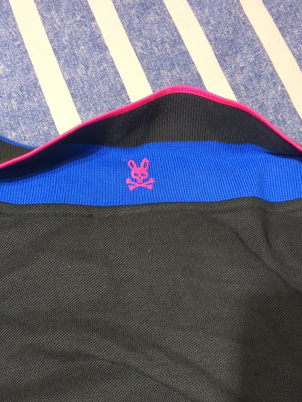 Psycho Bunny Mens 2 XL Black Neon Logo Polo Shirt Multi Color Embroidered Casual - Picture 12 of 12